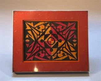 Mid Century Modern Framed Batik 