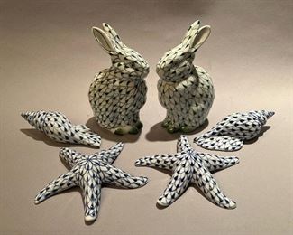 Herend Style Fishnet Figurines 