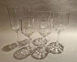 Baccarat “Capri Optic” Glasses, 2 Champagne, 2 White and 2 Cordial 