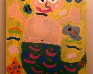 Outsider Art Watercolor, Signed, Dated and Framed 