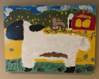 Outsider Art Watercolor, Signed, Dated and Framed 