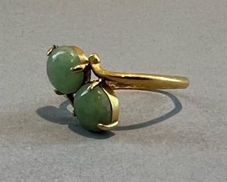 Chinese Gold and Jade Ring 