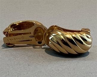 Vintage Christian Dior Gold Tone Earrings 