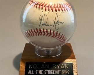 Signed Nolan Ryan Baseball, with COA