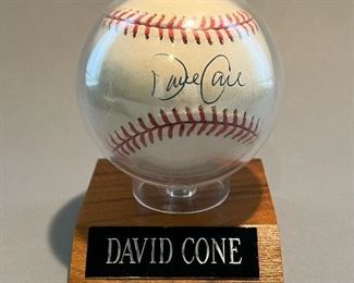 Signed David Cone Baseball, with COA