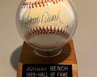 Signed Johnny Bench Baseball, with COA