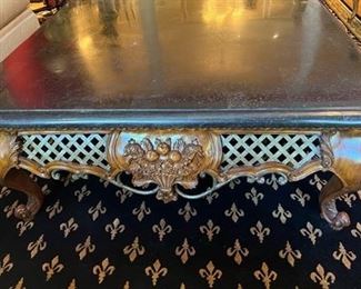 French Provençal Style Faux Marble Top Coffee Table