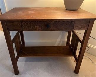 Oak Mission Arts & Crafts Style One Drawer Writing Desk