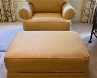 Elegant and Comfortable Upholstered Chair and Ottoman