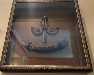 Decorative Chinese Carved Horn in Shadow Box