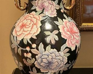 Pair of Asian Style Hand Painted Vases 