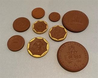 Antique German Ceramic Coins, sold together 