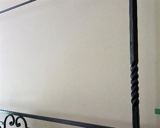 French Provençal Style Wrought Iron Queen Canopy Bed and Mattress 