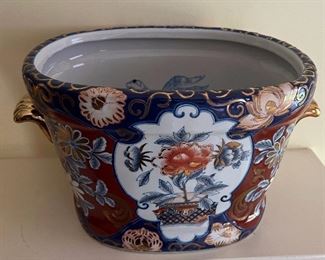 Imari Style Hand Painted Fishbowl Planter 
