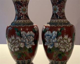 Pair of Vintage Cloisonné Vases 