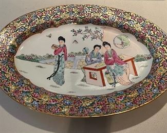 Chinese Hand Painted Oval Tray