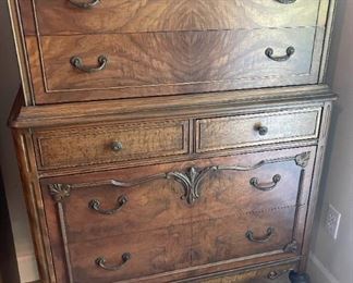 005 Vintage Burled Walnut Chest of Drawers
