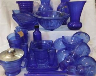 Cobalt Pieces Featuring Atlas Glass From the 30s
