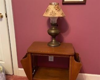 Side Table Framed Art and Lamp