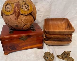 Wooden Bowls Carved Coconut and Wooden Box