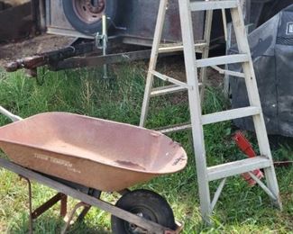 Aluminum step ladder , wheelbarrow