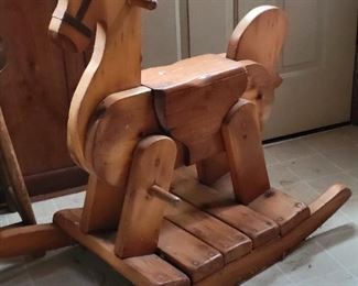 Solid wood rocking horse