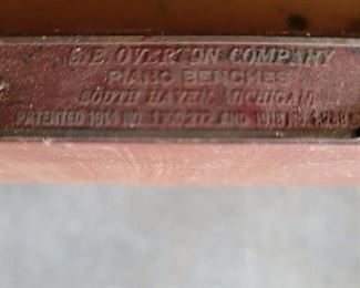 S E Overton Co Piano Bench 
