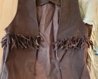 Vintage fringed suede vest