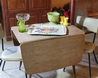 Mid-century drop leaf table with chairs 