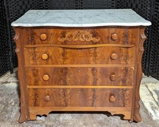 Antique French Style Marble Top 4 Drawer Dresser