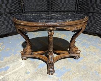 Italian Regency Serpent Marble Top Cared Pedestal Side Table
