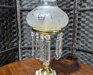 Marble Base and Floral Glass Astral Lamp