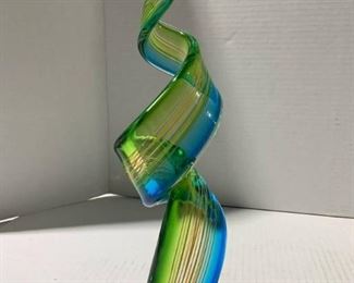 Murano Glass Abstract Blue Green Sculpture