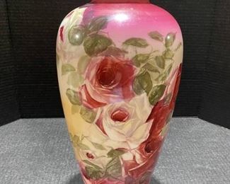 Rose Painted Fine Porcelain Vase