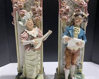 Two Capodimonte Style Figural Vases