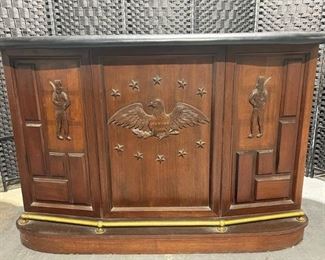 Unique Wood Carved Bar Cabinet