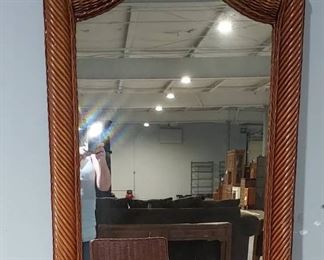 Wicker Arched Top Wall Mirror