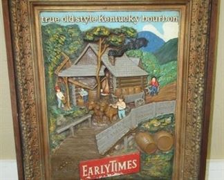 1950's Plaster Early Times Distillery Sign/Wall Plaque - Size 23" x 28"
