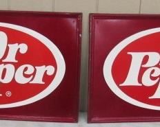 2 - NOS Metal Dr Pepper Signs - 21" x 35" - 1960's - 1970's Embossed  
