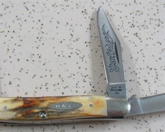 Case XX Blue Scroll Stockman w/Stag Handles