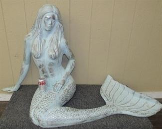 33" Tall x 62" Wide Cast Aluminum Mermaid 