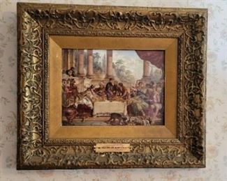Enamel The Feast of Ahasueries Signed Le rapas M Assueries 6.5H X 9W