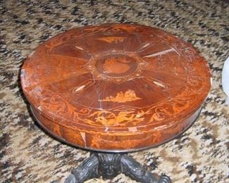 French Oval Pedistal Table with inlay and mother of pearl