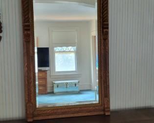 Mirror Oak carved refinished, Bevel glass 52H X 23W X 3D