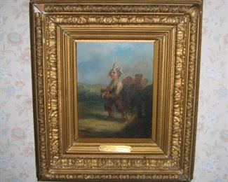 Oil Painting 3  on wood 9H X 7W The Young Soldier by P. Delmer