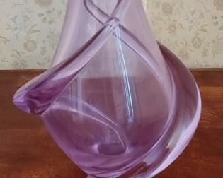 Vase Amethyst crystal Hand blown 7H X 5.5Dia.
