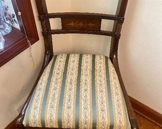 Mahogany English Regency rope back dining chair.