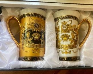 Versace large tea mugs in gift box.