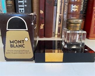 Beautiful Mont Blanc inkwell and stand, includes ink.