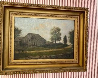 Nature and barn oil painting.